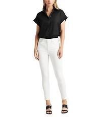 Lauren Ralph Lauren Linen Point Collar Short Dolman Sleeve Shirt