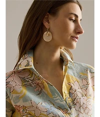 Lauren Ralph Lauren Linen Floral Point Collar Long Sleeve Button-Front Shirt
