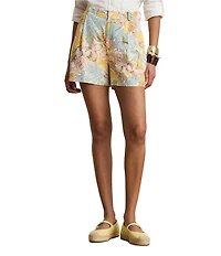 Lauren Ralph Lauren Linen Floral Print High Rise Pleated Shorts