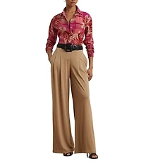 Lauren Ralph Lauren Linen Floral Print Point Collar Long Sleeve Shirt