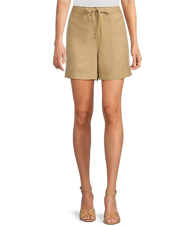 Lauren Ralph Lauren Linen High Rise Wide Leg Drawcord Shorts