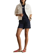 Lauren Ralph Lauren Linen High Rise Wide Leg Drawstring Front Shorts