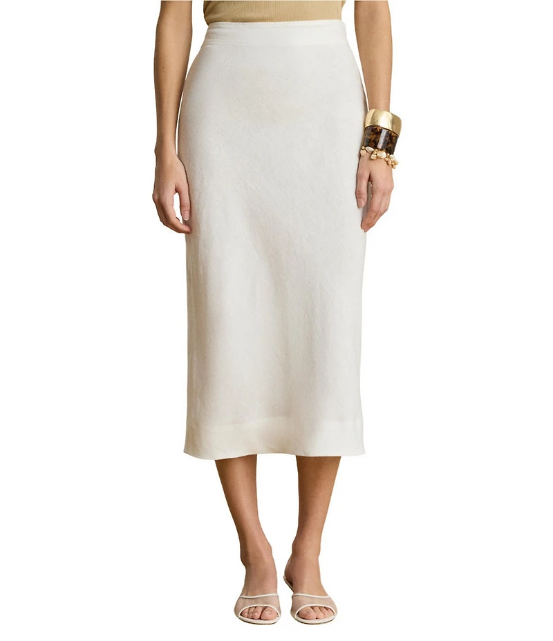 Lauren Ralph Lauren Linen Midi Pencil Skirt