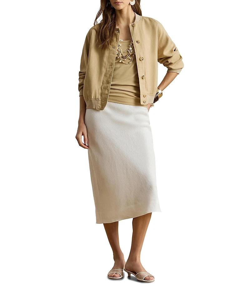 Lauren Ralph Lauren Linen Midi Pencil Skirt