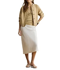 Lauren Ralph Lauren Linen Midi Pencil Skirt