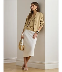 Lauren Ralph Lauren Linen Midi Pencil Skirt