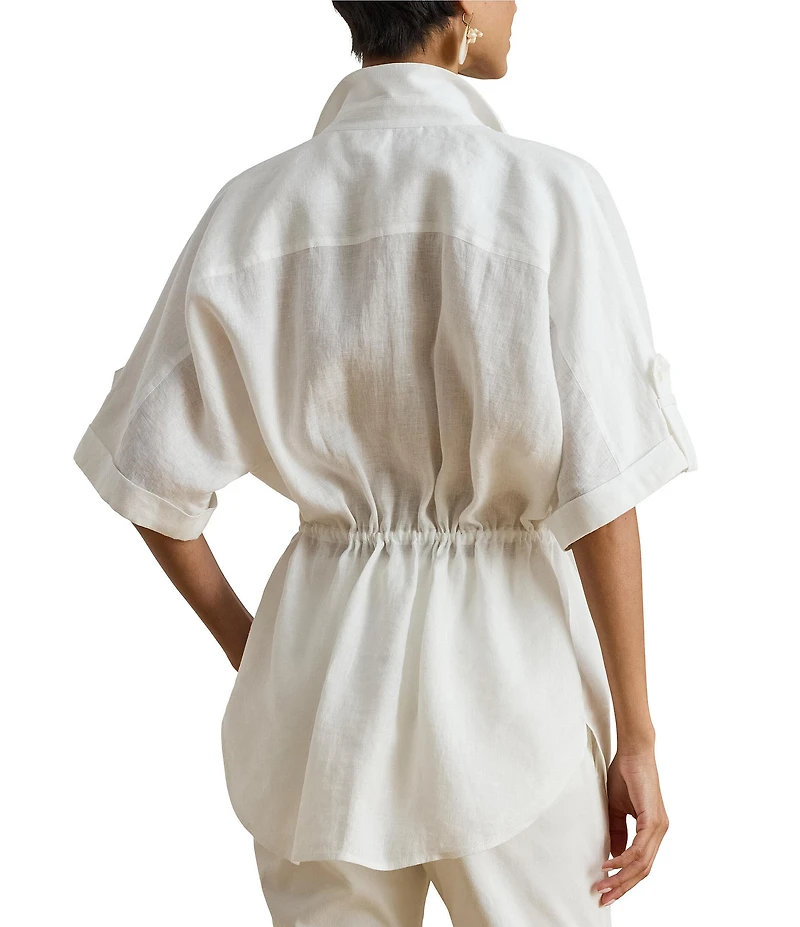 Lauren Ralph Lauren Linen Point Collar Long Sleeve Tunic