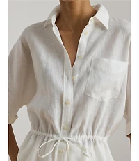 Lauren Ralph Lauren Linen Point Collar Long Sleeve Tunic