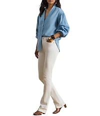 Lauren Ralph Lauren Linen Spread Collar Long Sleeve Shirt