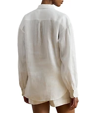 Lauren Ralph Lauren Linen Spread Collar Long Sleeve Shirt