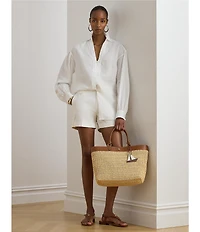 Lauren Ralph Lauren Linen Spread Collar Long Sleeve Shirt