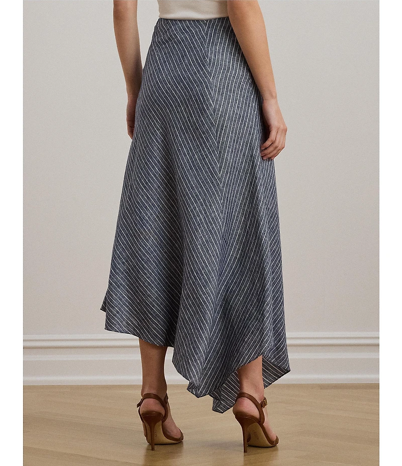 Lauren Ralph Lauren Linen Striped A-Line Midi Skirt