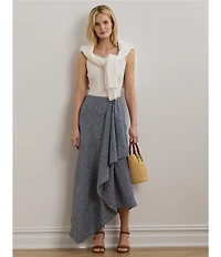 Lauren Ralph Lauren Linen Striped A-Line Midi Skirt