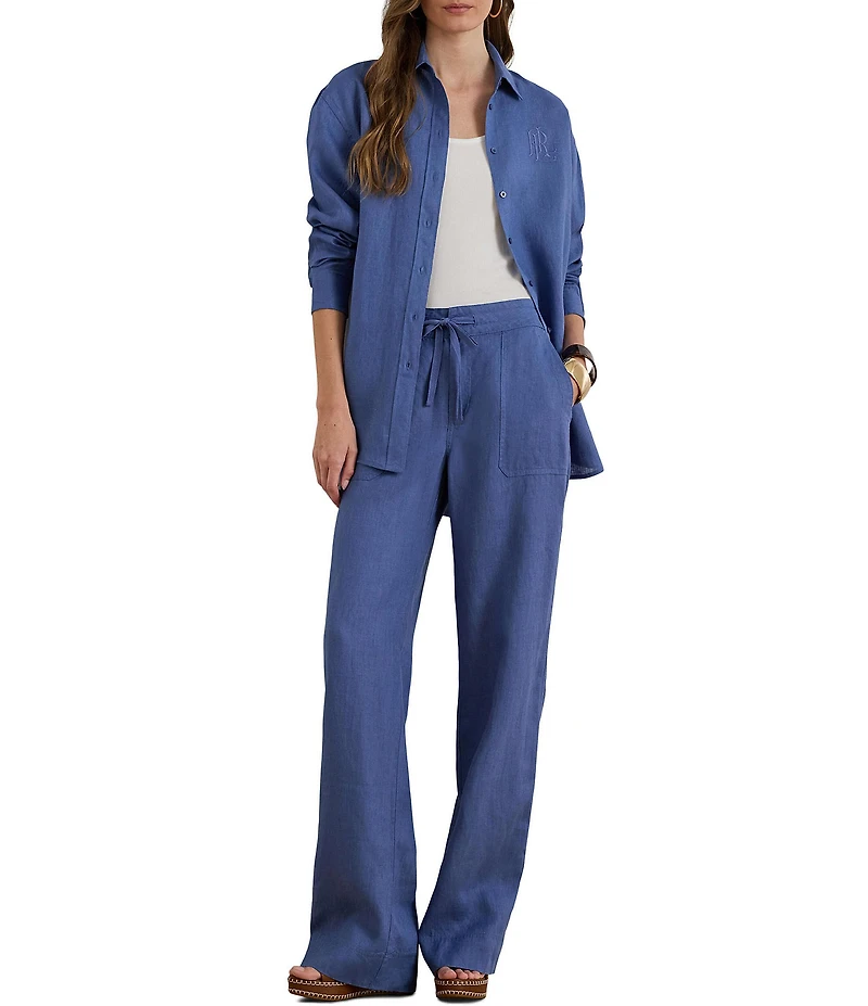 Lauren Ralph Lauren Linen Wide Leg Drawstring Coordinating Pants