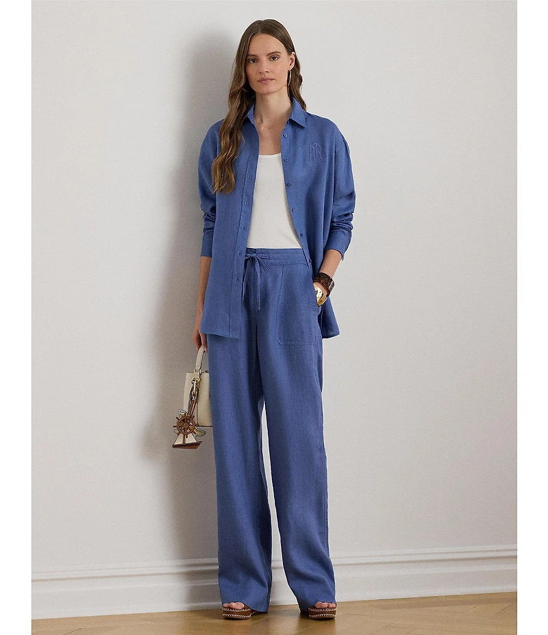 Lauren Ralph Lauren Linen Wide Leg Drawstring Coordinating Pants