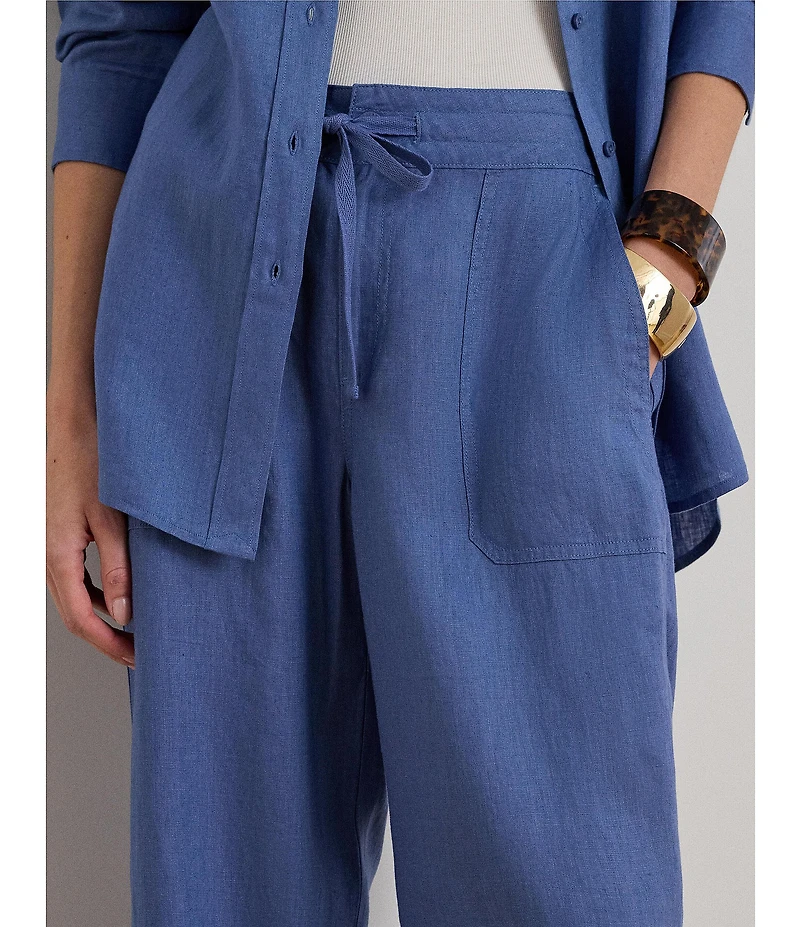Lauren Ralph Lauren Linen Wide Leg Drawstring Coordinating Pants