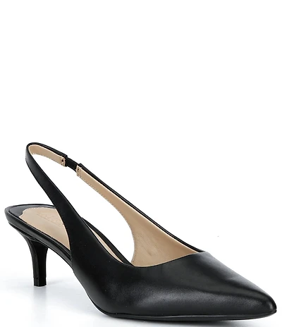 Lauren Ralph Lauren Lolah Leather Slingback Kitten Heel Pumps