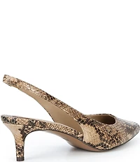 Lauren Ralph Lauren Lolah Snake Print Leather Slingback Kitten Heel Pumps