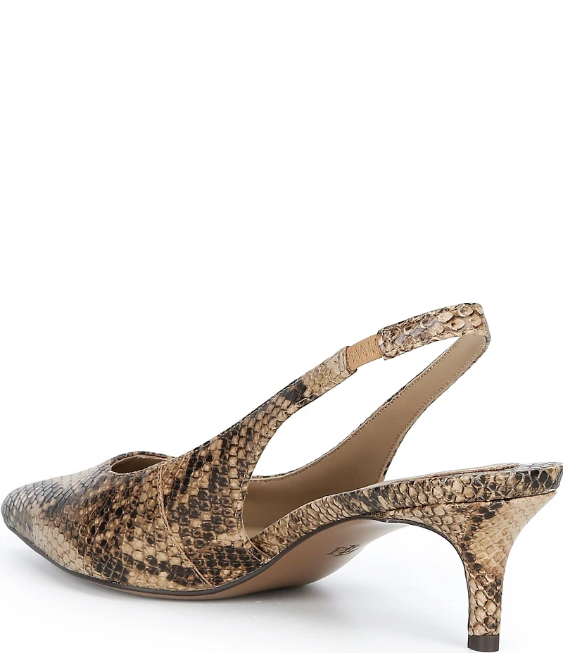 Lauren Ralph Lauren Lolah Snake Print Leather Slingback Kitten Heel Pumps