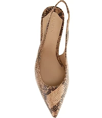 Lauren Ralph Lauren Lolah Snake Print Leather Slingback Kitten Heel Pumps