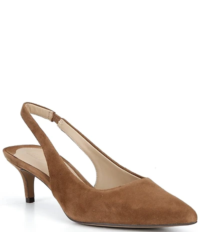 Lauren Ralph Lauren Lolah Suede Slingback Kitten Heel Pumps