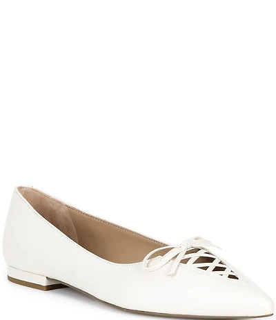 Lauren Ralph Lauren London Leather Bow Pointed Toe Ballet Flats