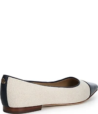 Lauren Ralph Lauren Londyn Canvas Leather Pointed Cap Toe Ballet Flats