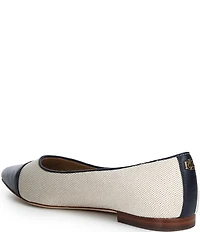 Lauren Ralph Lauren Londyn Canvas Leather Pointed Cap Toe Ballet Flats