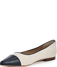 Lauren Ralph Lauren Londyn Canvas Leather Pointed Cap Toe Ballet Flats
