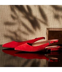 Lauren Ralph Lauren Londyn Suede Slingback Pointed Toe Ballet Flats