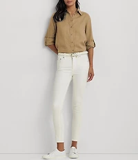 Lauren Ralph Lauren Point Collar Long Roll-Tab Sleeve Button Front Linen Shirt