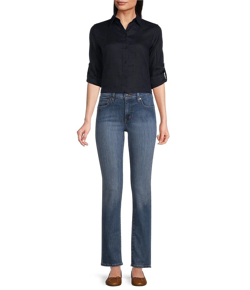 Lauren Ralph Lauren Point Collar Long Roll-Tab Sleeve Button Front Linen Shirt