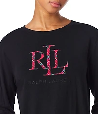Lauren Ralph Lauren Long Sleeve Crew Neck Plaid Print Long Holiday Pajama Set