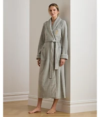 Lauren Ralph Lauren Long Sleeve Fleece Shawl Collar Patch Pocket Belt Tie Robe