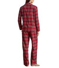Lauren Ralph Lauren Long Sleeve Notch Collar Brushed Twill Plaid Holiday Pajama Set