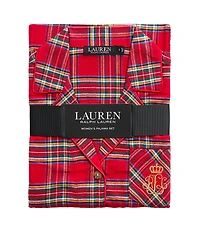 Lauren Ralph Lauren Long Sleeve Notch Collar Brushed Twill Plaid Holiday Pajama Set