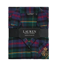 Lauren Ralph Lauren Long Sleeve Notch Collar Brushed Twill Plaid Holiday Pajama Set