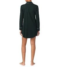 Lauren Ralph Lauren Long Sleeve Notch Collar Button-Front Knit Sleepshirt