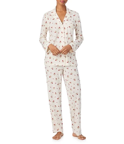 Lauren Ralph Lauren Long Sleeve Notch Collar Cotton Cloud Floral Print Long Pajama Set