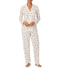 Lauren Ralph Lauren Long Sleeve Notch Collar Cotton Cloud Floral Print Long Pajama Set