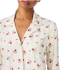 Lauren Ralph Lauren Long Sleeve Notch Collar Cotton Cloud Floral Print Long Pajama Set