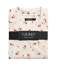 Lauren Ralph Lauren Long Sleeve Notch Collar Cotton Cloud Floral Print Long Pajama Set