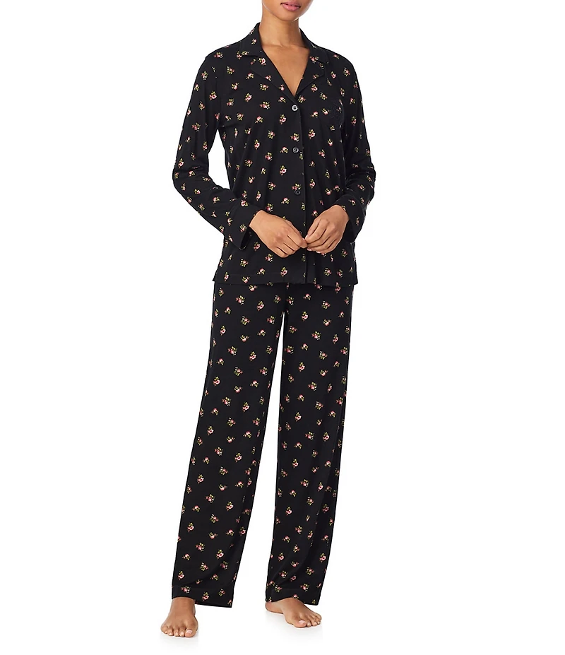 Lauren Ralph Lauren Long Sleeve Notch Collar Cotton Cloud Floral Print Long Pajama Set