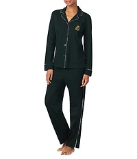 Lauren Ralph Lauren Long Sleeve Notch Collar Knit Holiday Plaid Long Pajama Set