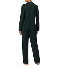 Lauren Ralph Lauren Long Sleeve Notch Collar Knit Holiday Plaid Long Pajama Set