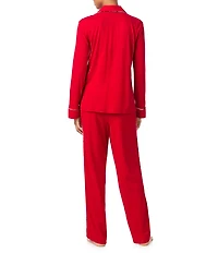 Lauren Ralph Lauren Long Sleeve Notch Collar Knit Holiday Plaid Long Pajama Set