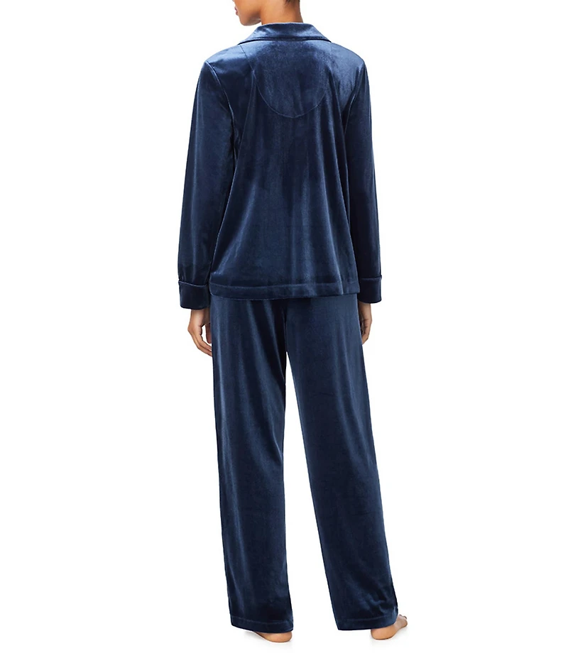 Lauren Ralph Lauren Long Sleeve Notch Collar Long Velvet Pajama Set