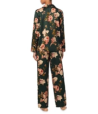 Lauren Ralph Lauren Long Sleeve Notch Collar Satin Floral Print Long Pajama Set