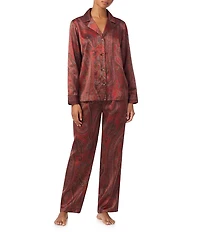 Lauren Ralph Lauren Long Sleeve Notch Collar Satin Paisley Pajama Set