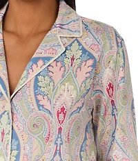 Lauren Ralph Lauren Long Sleeve Notch Collar Woven Sateen Paisley Nightshirt